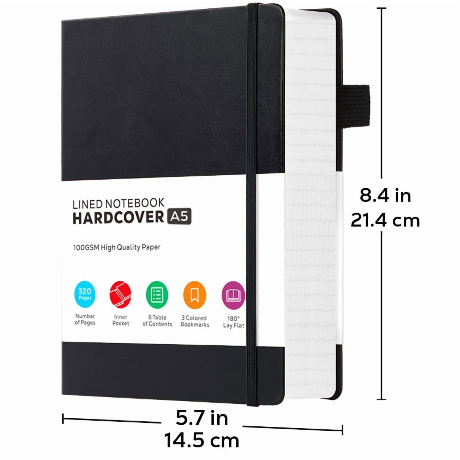 Nirmiro 3-Pack A5 Hardcover Journal Notebooks, 5.7"x8.4" College Ruled, 320 Pages Each 100GSM Paper, Faux Leather Cover, Multi-Color Notebook Set for Writing, Students & Office