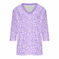 thumbnail image 4 of 3/4 Manga Superior, Moda Casual Impresión V-Cuello Blusa Hecha de Cómodo Estante de Imitación para Toda la Temporada de Uso Diario, Tops de Moda de Mujer, 4 of 4