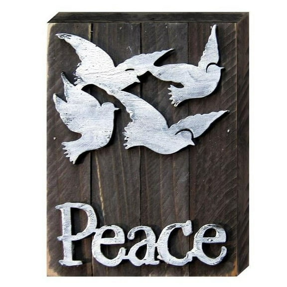 Designocracy 98805-18 White Doves Peace Art on Board Wall Decor