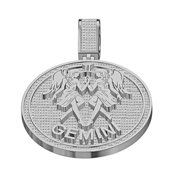 Real 2.50 Cwt. VVS1 Natural MOISSANITE Diamond Zodiac Sign Gemini Charm Pendant