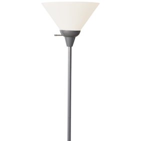 Light Accents 100 Watt Floor Lamp Silver Finish With White Plastic