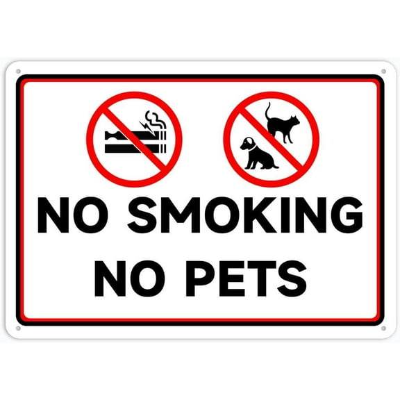 No Smoking No Pets Sign Safety Restriction Alert Attention Caution Warning Notice Aluminum Metal Tin 8"X12" Sign Plate