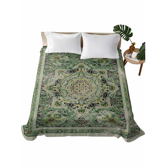 Teal Boho Flat Sheets Only California King Size, Soft Breathable Bed Top Sheets for Mattress, Ehtnic Modern Geometric Abstract Art Luxury Bedding Flat Sheets for Home Hotel Bedroom Bed Protection