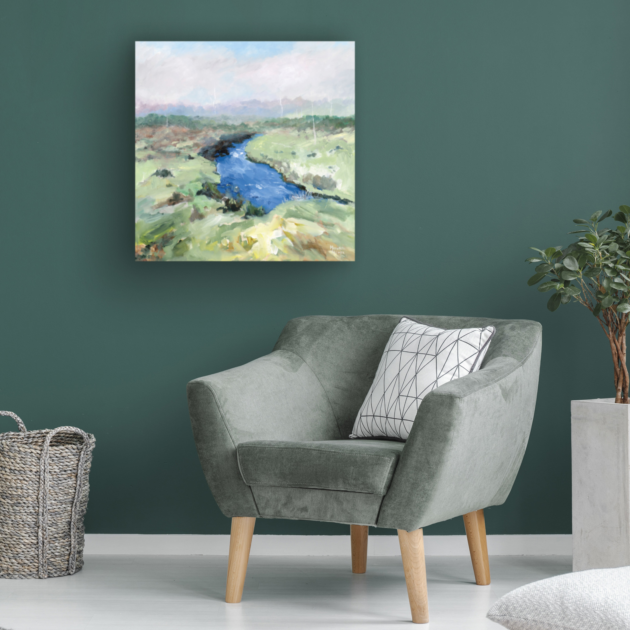 Canvas Wall Art - Meredith Howse 'Iris River' Wall Art for Living Room, Bedroom, or Office Décor by Trademark Fine Art - 14 x 14 Inches