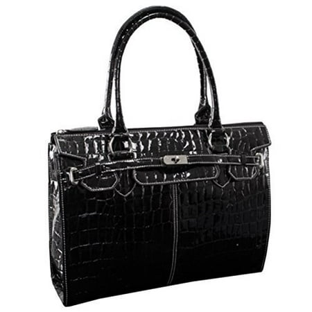 - FRANCESCA 11105 Black Faux Patent Croco Leather Ladies' Business Tote