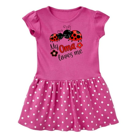 

Inktastic My Oma Loves Me with Cute Ladybugs Gift Toddler Girl Dress