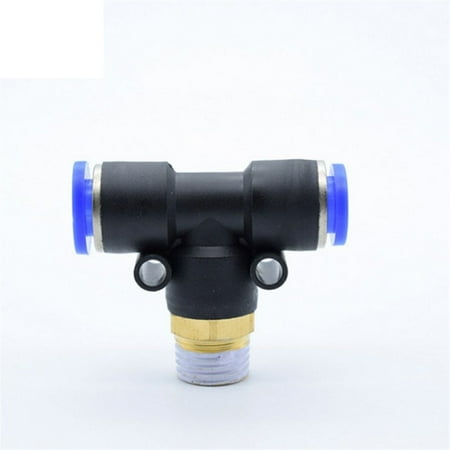 

10pcs PB Air Connector Fitting T Shape Tee 4mm To 12mm Hose Pipe To 1/8 1/4 M5 3/8 1/2 BSP Male Thread Pneumatic Coupler -------- Leak Free Connections