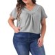 thumbnail image 1 of Agnes Orinda Blusa de Talla Grande para Mujeres con Cuello en V y Volantes, Camiseta de Manga Corta, Tops de Verano 4X Gris, 1 of 6
