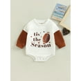 thumbnail image 2 of TSEXIEFOOFU Infant Baby Boys Girls Rugby Letter Print Long Sleeve Romper Sweatshirt, 2 of 8