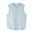thumbnail image 1 of pstuiky Camisetas sin mangas para hombre, Cárdigan informal de ejercicio con cuello redondo, sin mangas y botones para hombre Tops elegantes para mujer l, 1 of 4