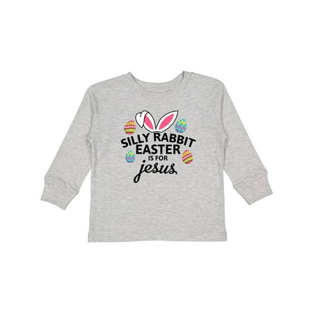 

Inktastic Silly Rabbit Easter is for Jesus with Bunny Head and Easter Eggs Gift Toddler Boy or Toddler Girl Long Sleeve T-Shirt