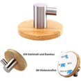 thumbnail image 2 of Ganchos autoadhesivos de acero inoxidable 304 y bambú para batas, ganchos de pared, toalleros de cocina, ganchos para batas, sin perforaciones, ganchos para baño, cocina y oficina (adhesivos), 2 of 4
