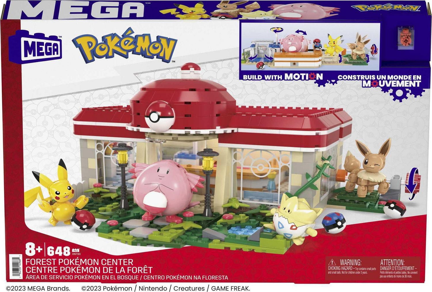 MEGA – Pokémon – Centre Pokémon de la forêt (648 pces), 4 fig. art.