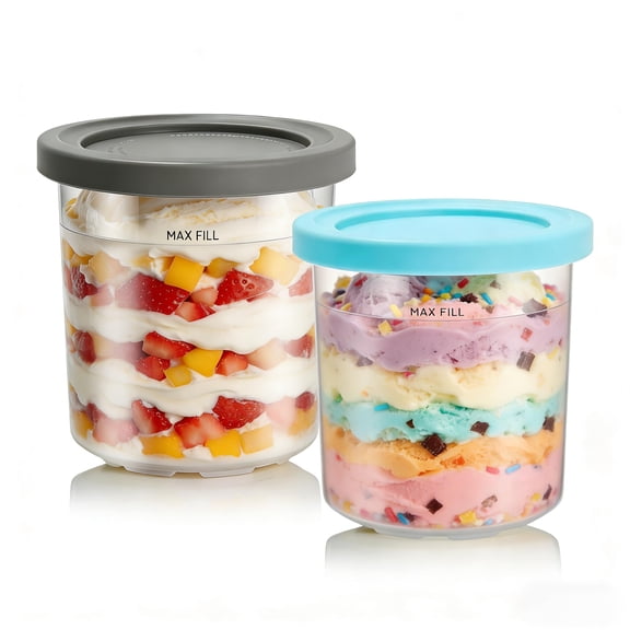 Ninja Creami Pints with Lids, Compatible with NC299AMZ & NC300s Series, Dishwasher Safe & BPA-Free Ice Cream Maker Containers Replacement Set