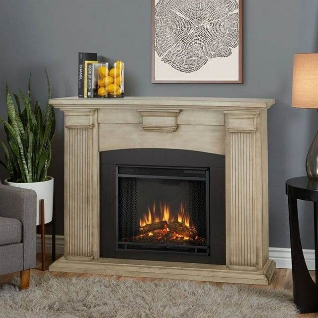 Real Flame Cheminée Électrique d'Intérieur Adelaide en Blanc de Brosse Sèche