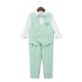 thumbnail image 7 of Toddler Kids Baby Boys Classical formal Suit Gentleman Outfit 4 Piece Long Sleeve Shirt with Bowtie + Vest + Pants Overalls Clothes Green 11-12Years, 7 of 7