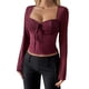 thumbnail image 1 of Top de Encaje de Larga con Cuello en V para Mujer, Estilo Y2K, Camiseta Sin Mangas, Ideal para Otoño e Invierno Rojo L, 1 of 7