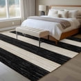 thumbnail image 4 of Black White Striped Area Rugs 5'x8', Washable Small Throw Rugs for Classroom Bedroom, Farmhouse Vintage Shabby Chic Wood Grain Indoor Outdoor Rug Non-Slip Low Pile Carpet Runner Reversible Floor Mats, 4 of 8