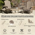thumbnail image 2 of 2PCS Folding Adirondack Chair with Retractable Ottoman, HDPE All-Weather Resistant Adjustable Backrest Adirondack Chair w/4 in 1 Cup Holder Trays, Wood Texture Brown, 2 of 7