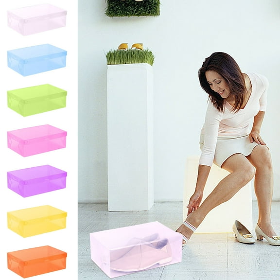 Nsxcdh Plastic Shoe Storage Organizer Foldable Stackable Box Clear Window Lid Dust-Proof Design Space Saver for Closet or Entryway Sneaker or Heels Display