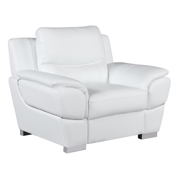 Pemberly Row 37" Contemporary Leather Upholstered Chair in White