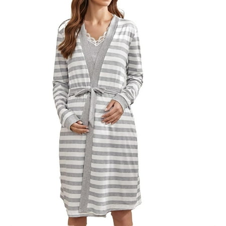 

Maternity Loungewear V neck Dress Sets Multicolor L