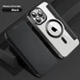 thumbnail image 1 of Electroplated Flip Leather Case for iPhone 16 15 14 13 12 11 Plus Pro Max for Magsafe Wireless Charging Protection Luxury Cover Black For iPhone 11Pro Max, 1 of 6