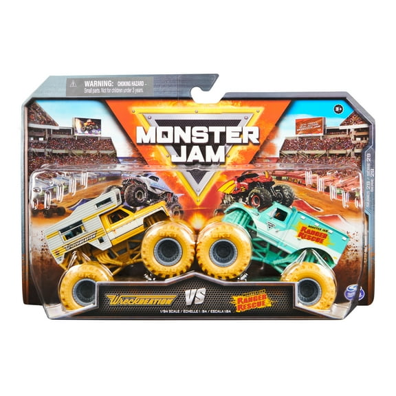 Monster Jam, Official Wreckreation Vs. Forest Rescue Die-Cast Monster Trucks, 1:64 Scale, Kids Toys for Boys Ages 3 and up