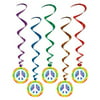 Pack of 30 Tie Dye Peace Sign Metallic Hanging Party Decoration Whirls 38"