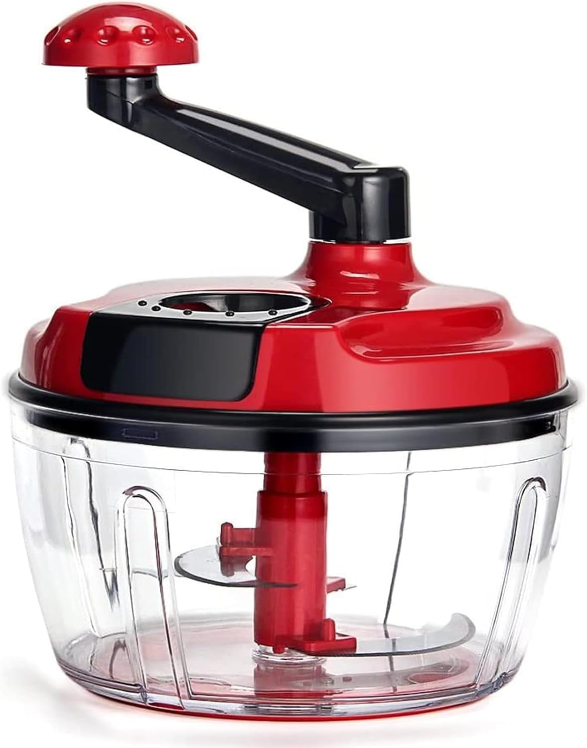 Manual Food Processor,8 Cup Hand Powered Crank Chopper,Mincer Blender with Clear Container,for Vegetables Meat Fruits Onions