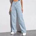 thumbnail image 2 of ZJXFGS Women's Jeans High Waisted Straight Leg Stretchy Jeans Trendy Loose Wide Leg Denim Pants with Pockets Light blue 5XL, 2 of 9