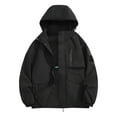 thumbnail image 2 of Brondbend Mens Waterproof Jacket Men's Outdoor Windproof and Waterproof Long Sleeved Hooded Workwear Jacket Plus Size Fall Winter Outdoor Mountaineering,Black, 2 of 7