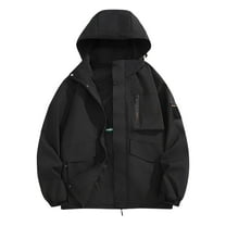 Rain Jackets for Men Big & Tall S-5X Plus Size Waterproof Raincoats with Pockets and Hood Long Sleeve Zip Up Windbreaker Hiking Outerwear Hoodies