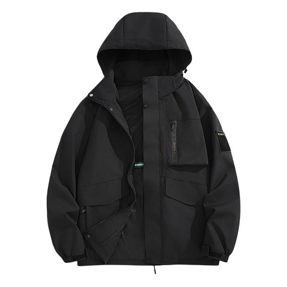 Black Mens Long Sleeve Jackets Hoods Outfits for Mens Going Out with Hood Waterproof Fall Winter 2025 Clothes Trendy Country Concert Y2K 5XL