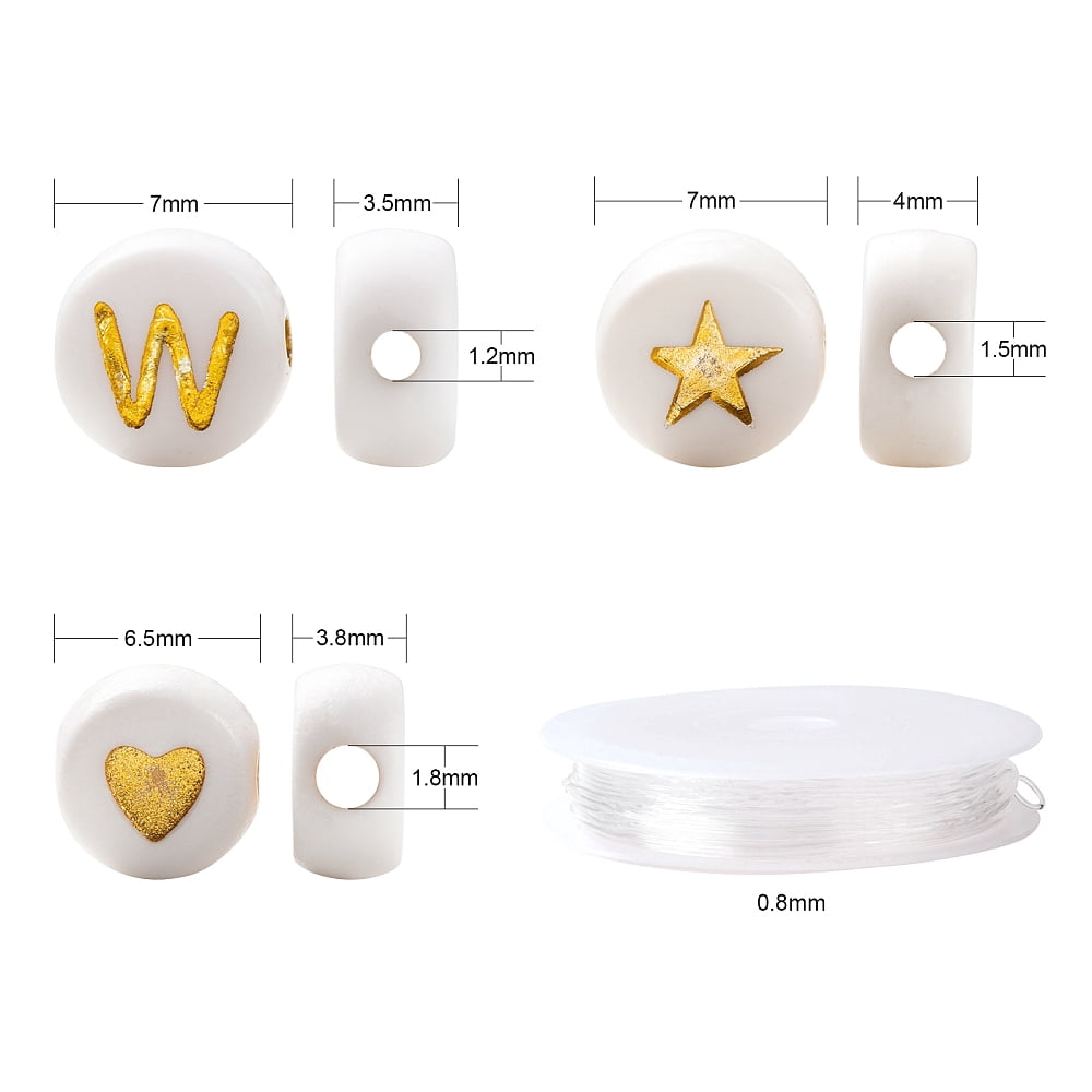 1set Bracelet Making Kits Including Round with Alphabet Plating Acrylic Beads with Elastic Thread White Beads: 1920pcs