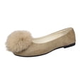 thumbnail image 2 of YTCAMLO Puff Pompom Flats for Women Round Toe Backless Casual Shoes Slip On Soft Comfort Ballet Shoes for Daily Weekend Outings, 2 of 7