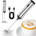 thumbnail image 1 of HLONK Handheld Milk Frother with Stainless Steel Stand USB Rechargeable Milk Foam Maker Electric Foam Blender Powerful Whisk Mixer for Coffee Cappuccino Frappe Matcha Hot Chocolate, 1 of 10