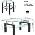thumbnail image 3 of Holaki Glass Coffee Table and End Table Sets, Living Room Table Set of 3, 2 Layer Tea Table (Coffee Table and End Table Sets), 3 of 7