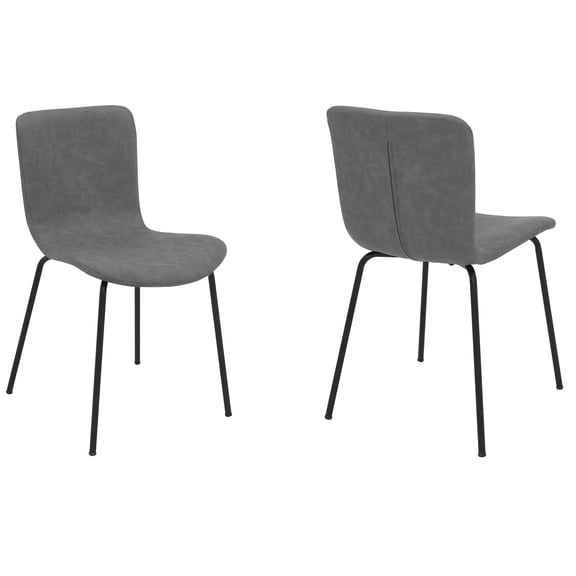 Armen Living Gillian 19" Fabric Dining Room Chairs in Gray/Black (Set of 2)
