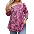 thumbnail image 3 of TaTaai Printed Blouse Elegant Flowy Women's Plus Size Fashion Off-Shoulder 3/4 Sleeve All Season Casual Semi-Formal Top Gift, 3 of 6