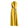 thumbnail image 4 of Miluxas Women's Elegant Sleeveless Wrap Midi Dress V Neck Contrast Piping and Belt Loose Flowy Dress with Pockets Business Casual Vacation Outfits Yellow, 4 of 8