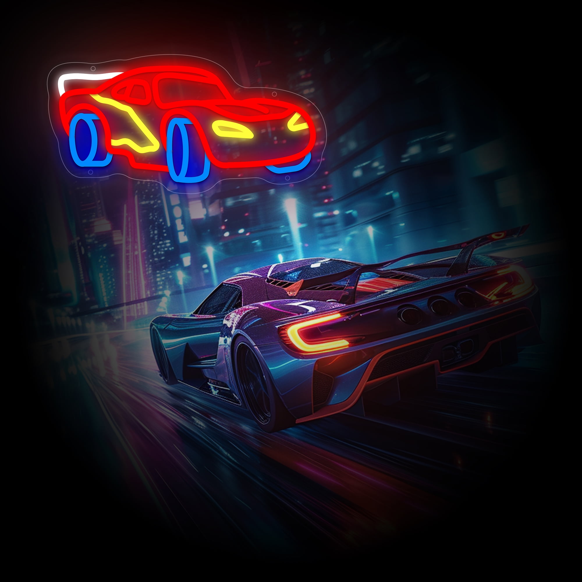 Car Neon Sign for Wall Decor, Racing Car Neon Led Sign, Dimmable Neon Light Sign for Bedroom Playroom Birthday Party, Car Neon Gift for Boys