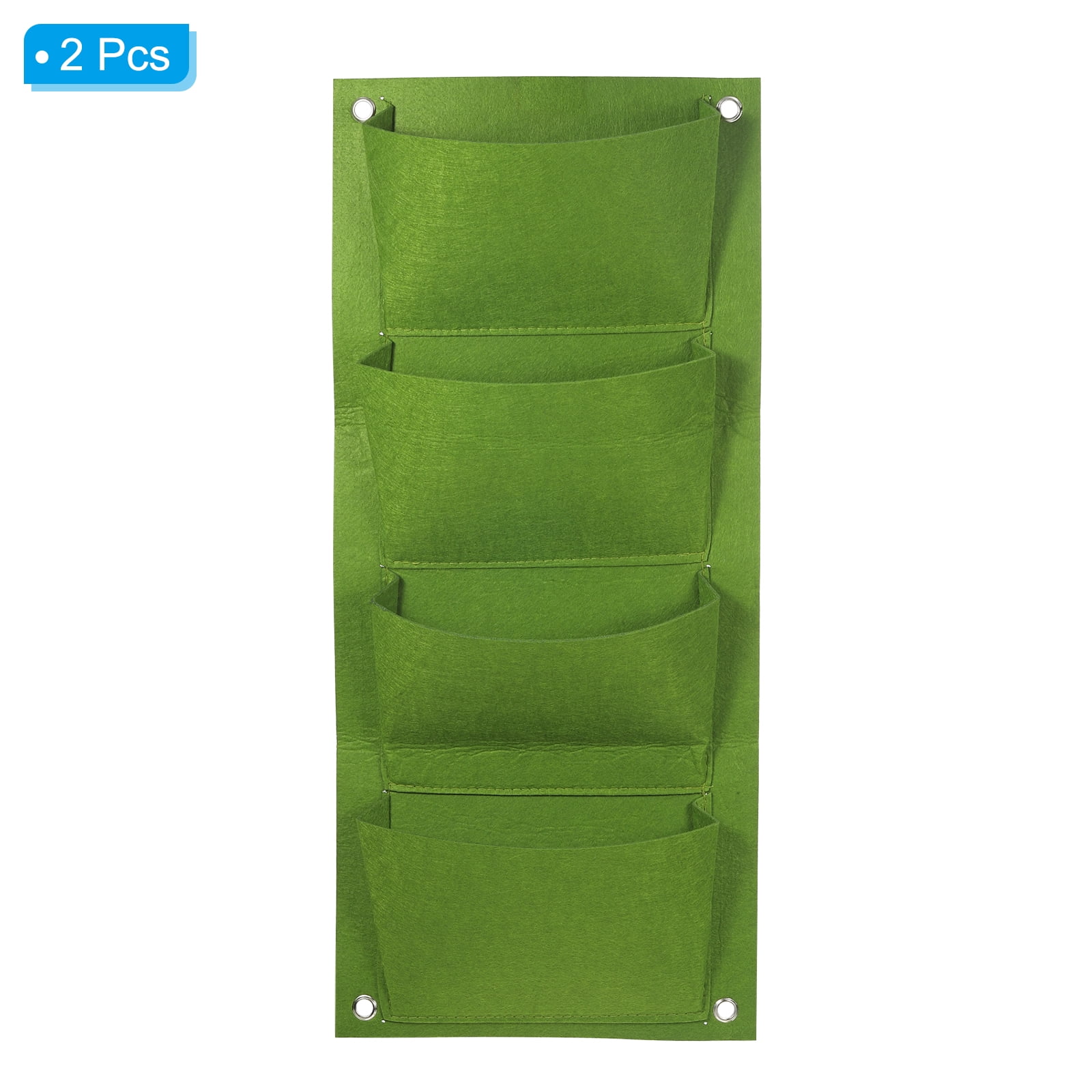 Uxcell 4 Pockets Vertical Hanging Grow Bags Wall Hanging Planter Bags Green 2 Pcs