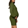 thumbnail image 2 of Maternity Sweater Dress for Pregnant Women Turtleneck Puff Sleeve Knit Slim Fit Bodycon Mini Dress, 2 of 4