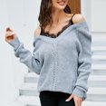 thumbnail image 2 of JINMGG V Neck Sweaters for Women Fall Winter Clearance,Women's Fashion Long Sleeves V-Neck Loose Pullover Tops Blouse Knitted Sweater, 2 of 7