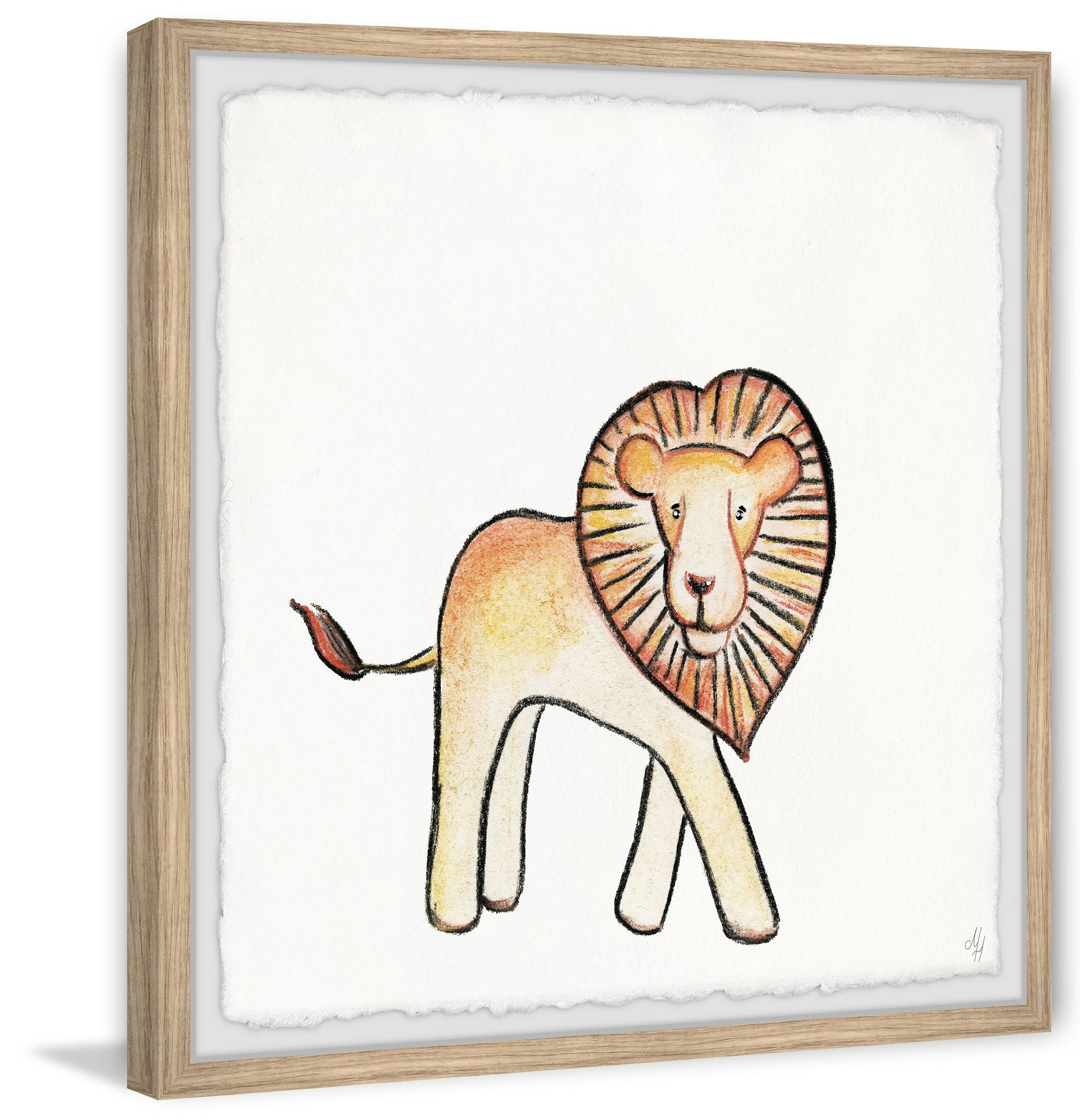 Marmont Hill Walking Lion Framed Wall Art, 18.00" x 1.50"