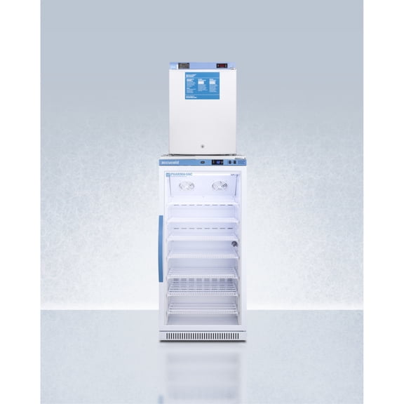 Stacked vaccine refrigerator-freezer combination