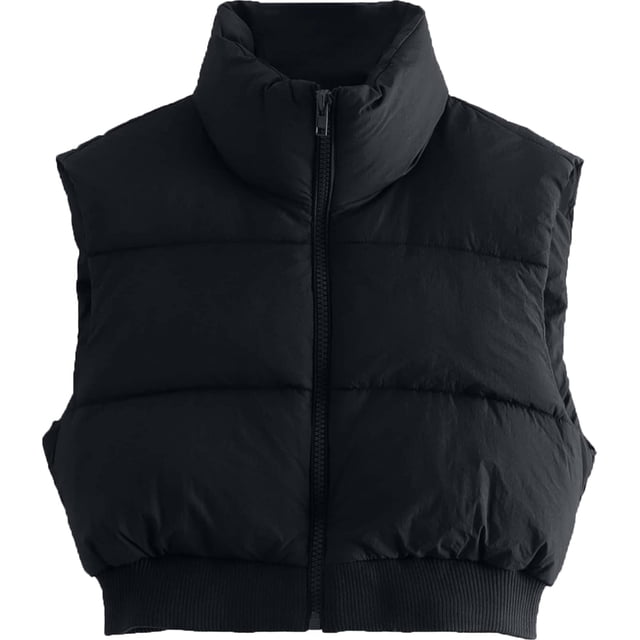Shiyifa Veste Courte à Col Montant avec Fermeture Éclair pour Femmes