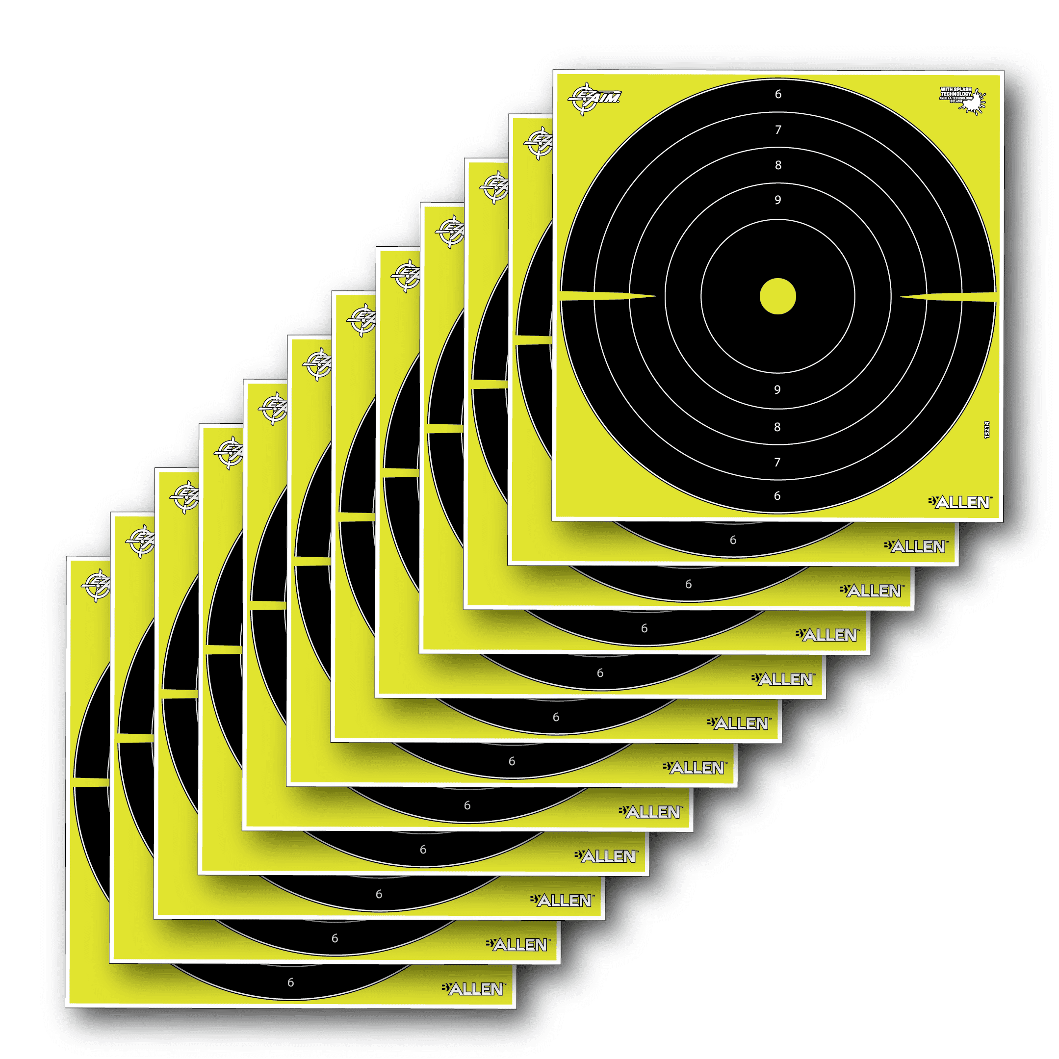 Ez Aim Splash Bullseye Paper Shooting Targets, 12"W x 12"H, 12-Pack, Multi