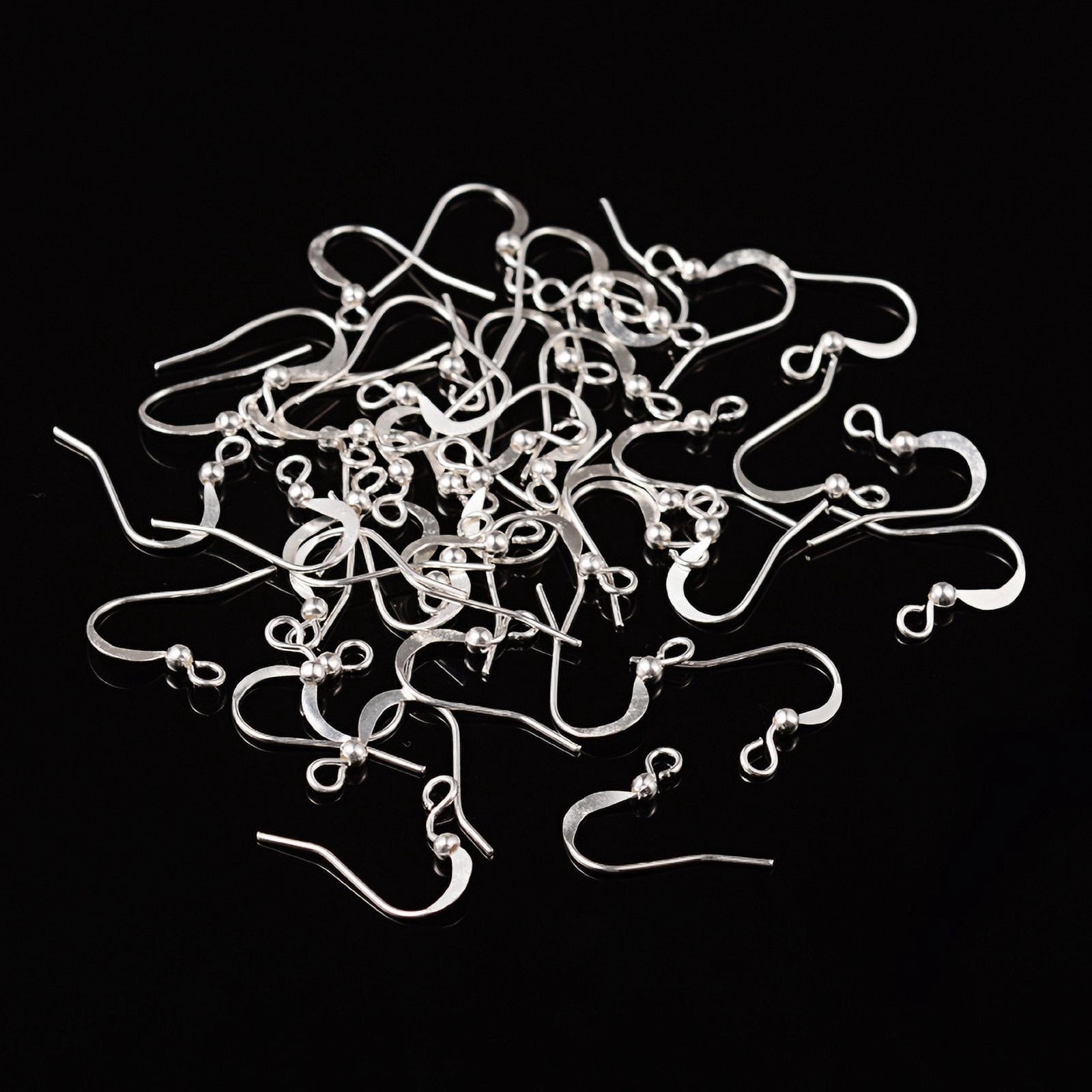 1000pcs Brass French Earring Hooks Flat Earring Hooks Ear Wire with Beads and Horizontal Loop Lead Free Silver 15mm Hole: 2mm